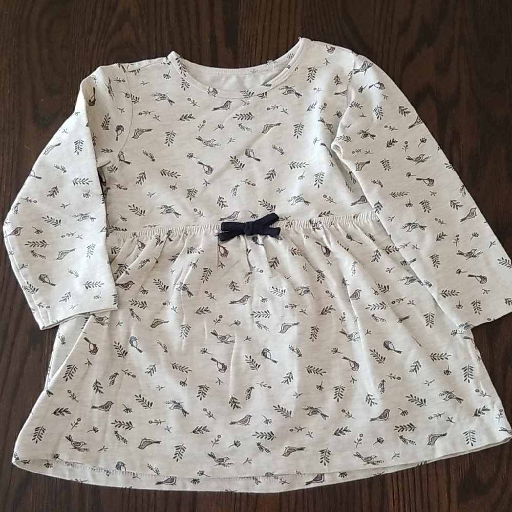 Tag Adorable And Comfortable Bird Print Dress with Bow. Size 2T